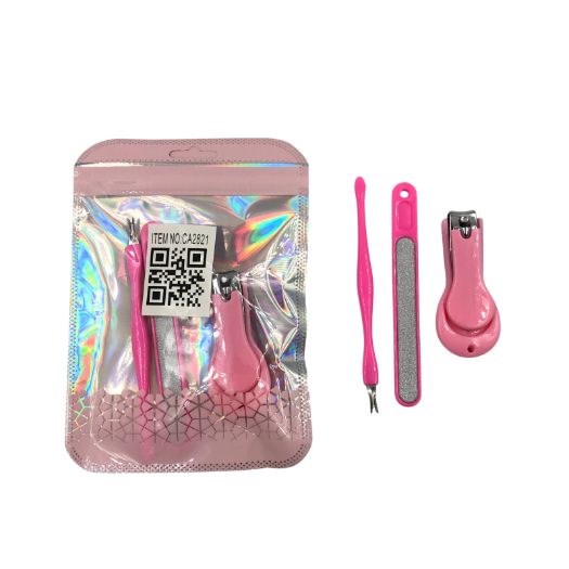 Set Manicure X3 Bolsita Metalizada Rosada SKU CA8901