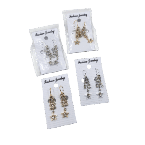 Aretes Largos Estrella Dorado Y Plateado SKU CA2797-1